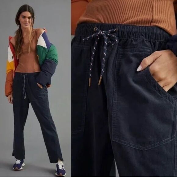 Anthropologie Pants - ANTHROPOLOGIE Pilcro Navy Blue The Cottage Corduroy Pants Pull-On High Rise L